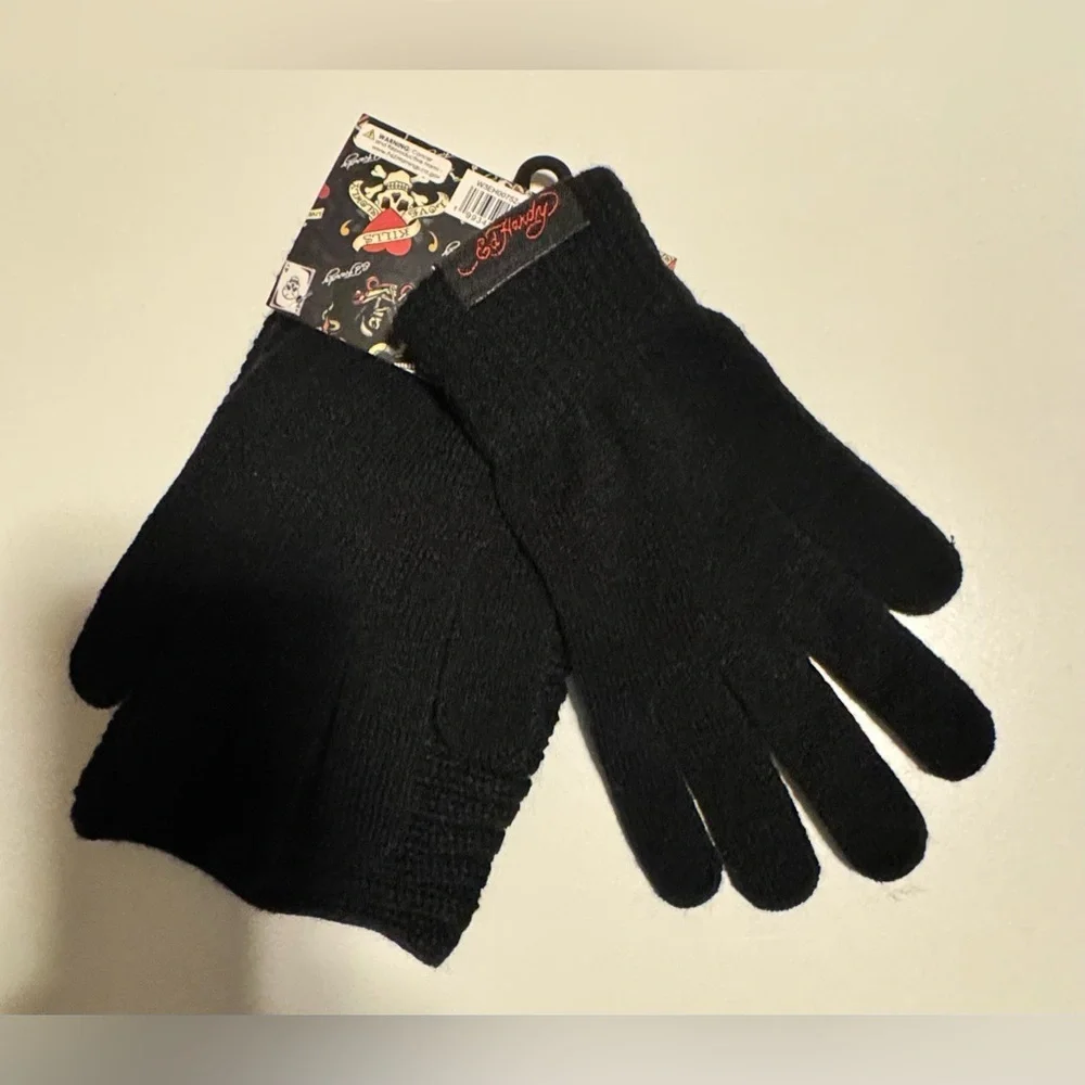 Ed Hardy Women's Love Kills Slowly Headband & Glove Set Black One Size NWT